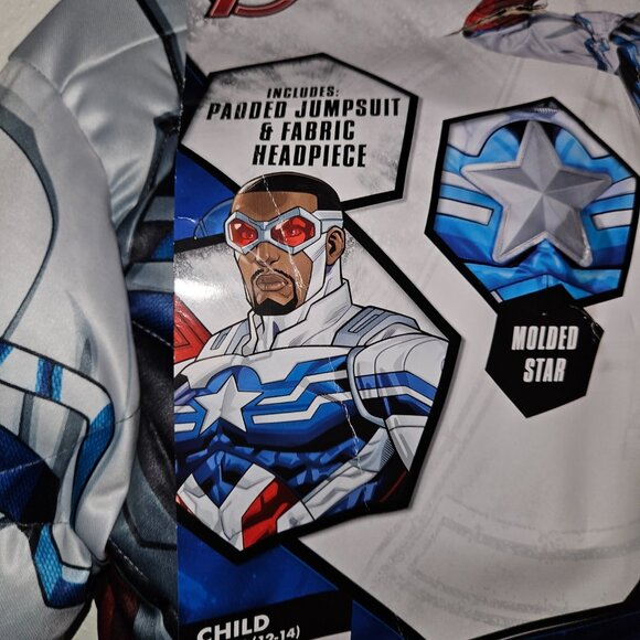 NEW Marvel Avengers Captain America Halloween Costume Boys Large 12-14 Falcon - Picture 4 of 11
